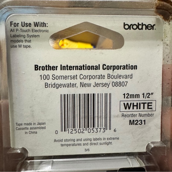 Brother M-231 Label Tape | 1/2" White w/ Black Text | Vintage P-Touch Refill - Picture 7 of 12